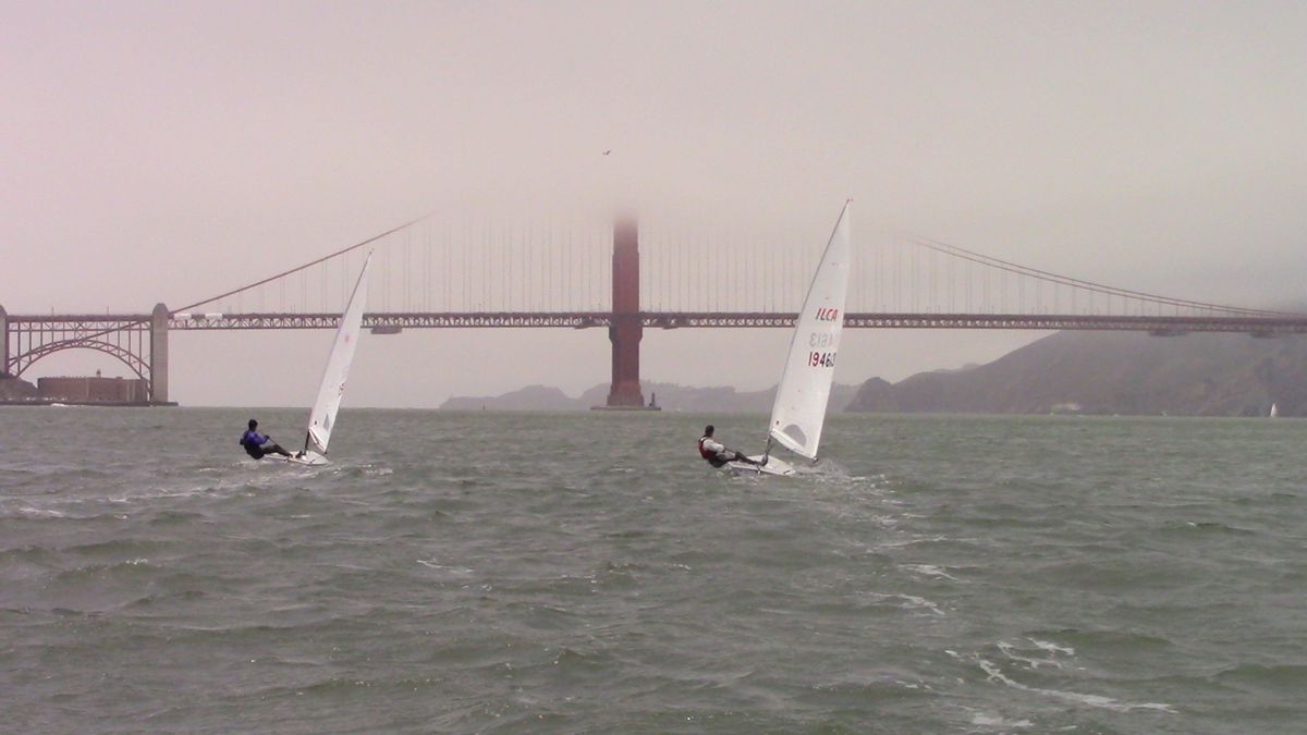 Namkhai & Sanka sailing in front of the Golden Gate